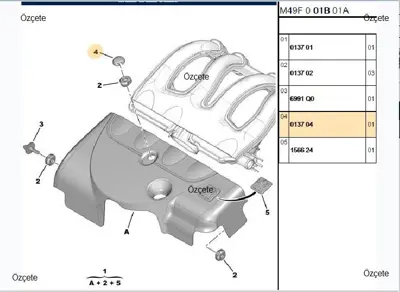 BITAPART BPE260052 Motor Ust Kaplama Klips Partner Berlingo Dw8 0137.04
