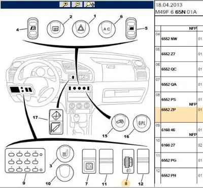 PSA 6552.ZP Ayar Düğmesi  6552.ZP