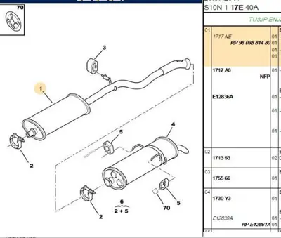 PSA 9809881480 Orta Susturucu 171730 1717.30 171730 171730 171780