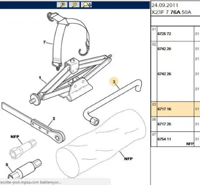 PSA 6717.16 Bijon Anahtarı  6717.16