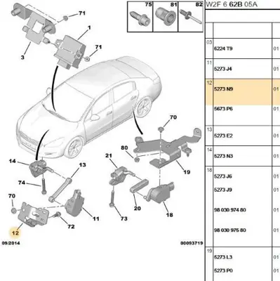 PSA 5273.N9 Kaptör Bağlantı Ayak  5273.N9