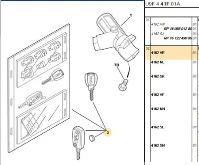 PSA 4162.VE Kilit Takımı  4162.VE