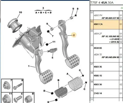 PSA 4501.CA Fren Pedalı  4501.CA