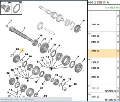 PSA 2336.63 3.Vites Dişlisi  2336.63