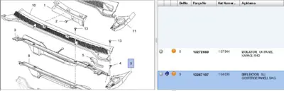 PSA 13267107 Su Deflantör Sağ Köşe 104035 13267107