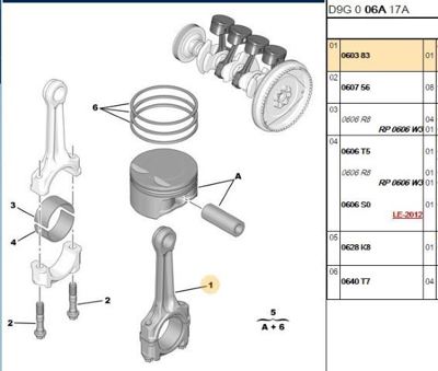 PSA 0603.83 Piston Kolu 0603.83