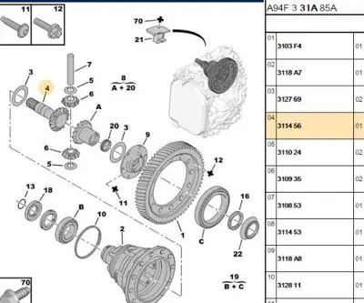 PSA 3114.56 Difrensiyel Dişlisi  3114.56
