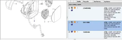 PSA 39111556 Ayna Sag Elektrikli Manuel Katlanir Astra K 39111556