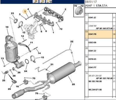PSA 0341.P8 Manifold Saplaması 341P8 3646458