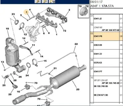 PSA 0341.P8 Manifold Saplaması 341P8 3646458