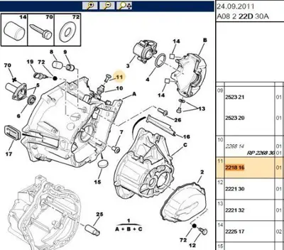 PSA 2218.16 şanzıman Üst Haval Kapak 221816 3641856