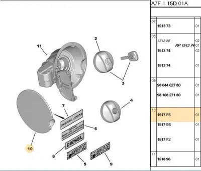 PSA 1517.F5 Dıs Depo Kapak 1517F5