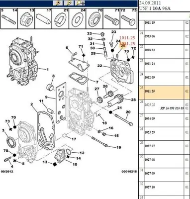 PSA 1011.25 Yağ Pompa Arka Kapak Tapa 1011.25