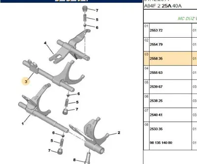 PSA 2558.35 5-6 Vites Çatalı  2558.35