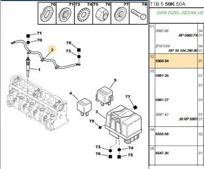 PSA 5969.84 Isıtma Buji Kablosu Dw8  5969.84