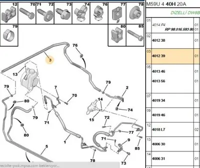 PSA 4012.39 Dıreksyon Hıd.Hortumu 4012.39