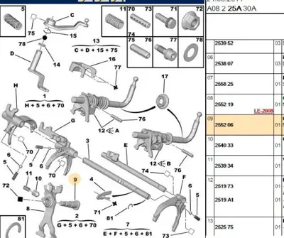 PSA 2552.06 Geri Vıtes Devır Tertıbatı Mılı Be4r Sanzuman Tum Serı 2552.06
