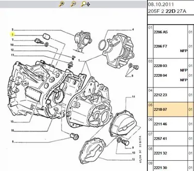PSA 2218.07 şanzıman Gövde Geçme Apar 2218.07