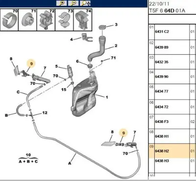 PSA 6438.H2 Ön Tampon Su fıskiye Sol  6438.H2