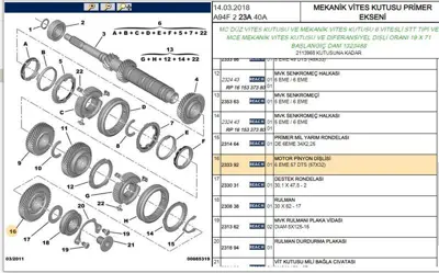 PSA 2333.92 6.Vites Dişlisi  2333.92