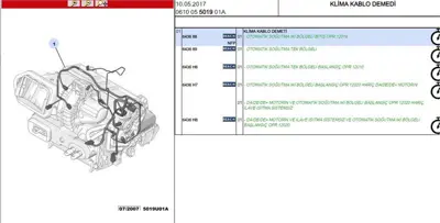 PSA 6436.88 Klima Kablo Demeti C5 X7 6436.88
