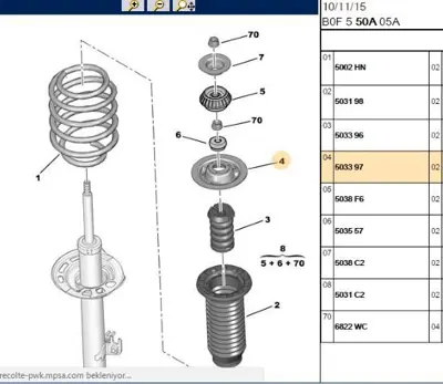 PSA 5033.97 Amortısör Tablası Yuva 5033.97