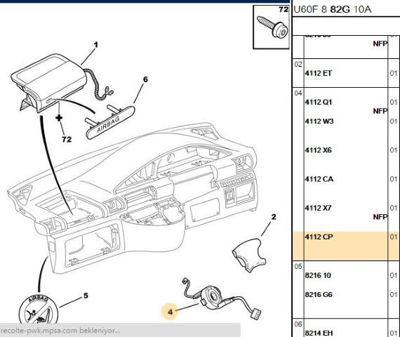 PSA 4112.CP Airbag Kontaktörü  9639552580