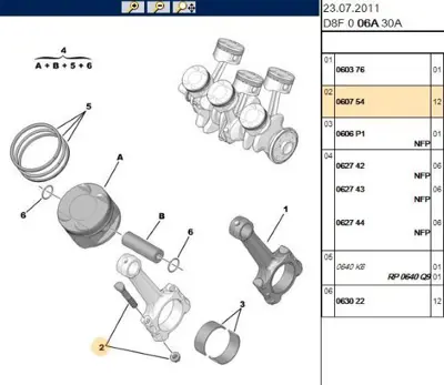 PSA 0607.54 Piston Kol Civatasi 60754 0607.54 60754 60754 
