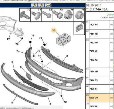 PSA 6999.G9 Ön Tampon Civ Ve Agraf Tk 6999G9