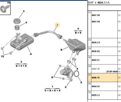 PSA 4646.10 Fren Hıdrolık Ara Hortum 4646.10