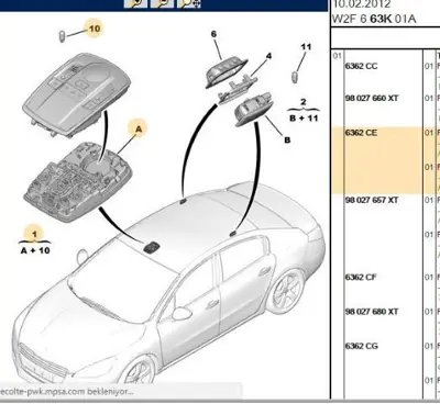 PSA 6362.CE Ön Tavan Lambası 6362CE