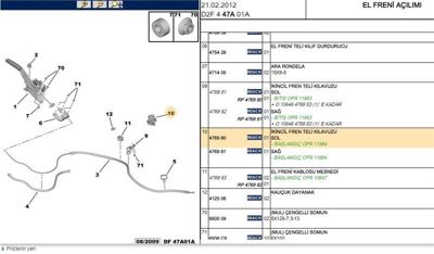 PSA 4769.80 El Fren Kablo Klavuz C5x7 4769.80