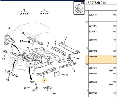 PSA 7008.E9 Ön Taban Şasi Yan Kolu Sa 7008.E9