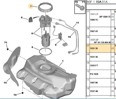 PSA 1531.35 Yakıt Depo Yüzügü 1531.35