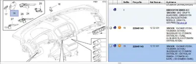 PSA 22845143 Sensör Yağmur Ve Işık Insıgnıa 1232501 1272642 13311618 22845143