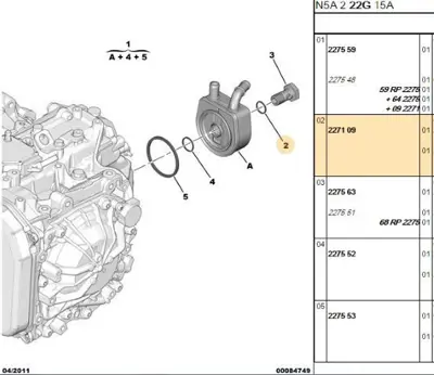 PSA 2271.09 Yağ Soğutucu Contası  2271.09