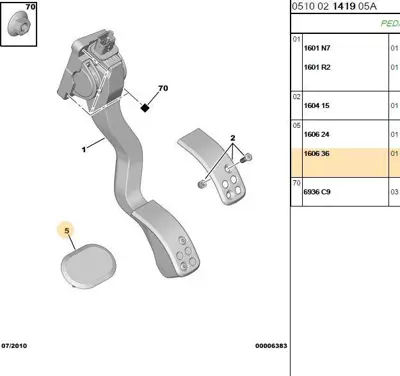 PSA 1606.36 Gaz Pedal Bakaliti  1606.36