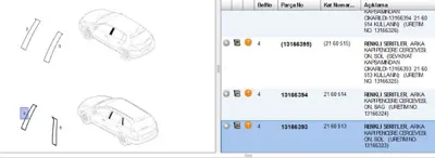 PSA 13166393 Kapı Direk Bandı Arka Sol 13166393 13166395 2160513 2160515