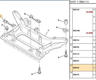 PSA 3508.69 Motor Travers Somun Sacı  3508.69
