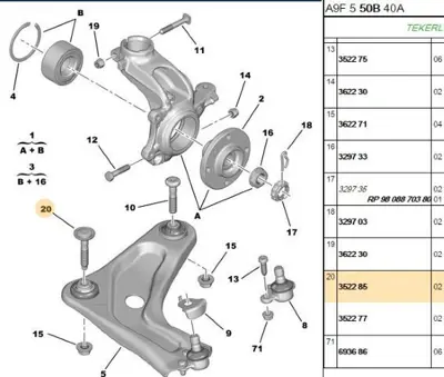 PSA 3522.85 Salıncak Bağlantı Cıvatası 352285 3637271