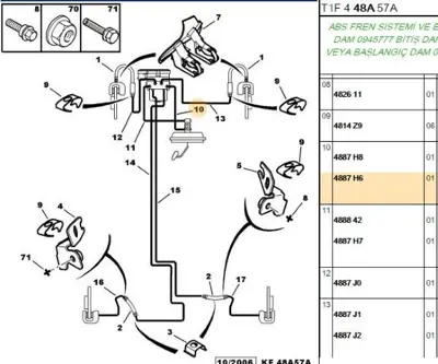 PSA 4887.H6 Fren Hidrolik Borusu  4887.H6