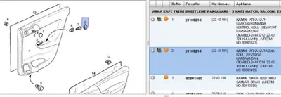 PSA 24443214 Tapa Arka Kapı İç Açma Astra G 2240196 2240309 24443214 9100214