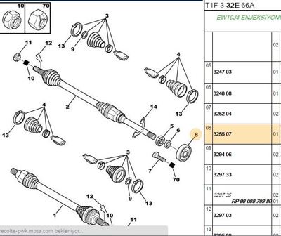 PSA 3255.07 Aks Orta Bılya Koruyucu 3255.07