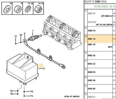 PSA 5981.16 Isitma Kutusu 106/306/Boxer Xud7/Xud9 Firsat 598116 5981.16 598116 598116 