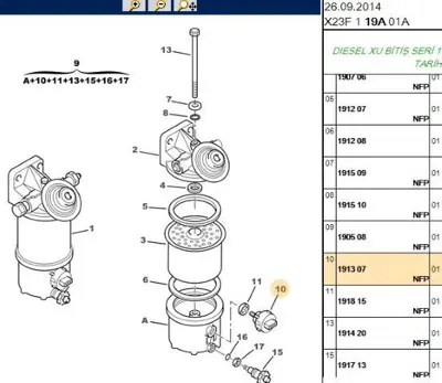 PSA 1913.07 Mazot Filitre Su Sev.Ikaz Müsiri Firsat 191307 191307 191307 191307 191307