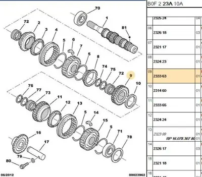 PSA 2333.63 Vites Dişlisi  2333.63