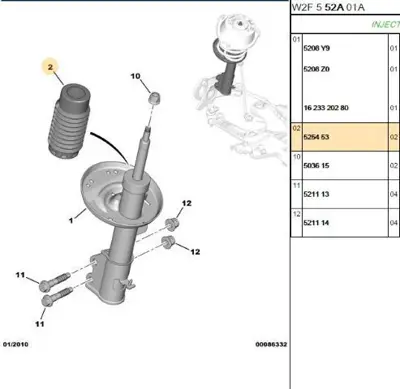 PSA 5254.53 Amortisör Koruyucu Körük 525453