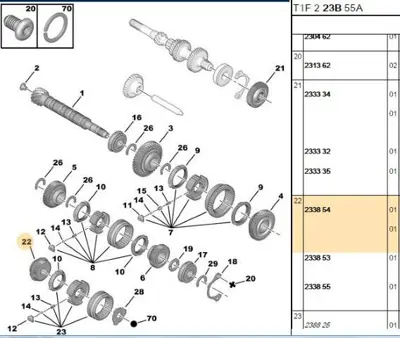 PSA 2338.54 5.Vites Dislisi 33 Dts 43x33 233854 2338.54 233854 233854 233854