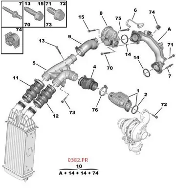 PSA 0382.PR Turbo Hava Hortumu AV2Q 9S331 AB 0382.PR 0382.PR