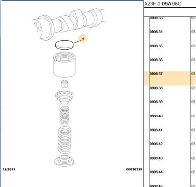 PSA 0908.37 Subap Ayar Şimi 4.00 S-28 0908.37